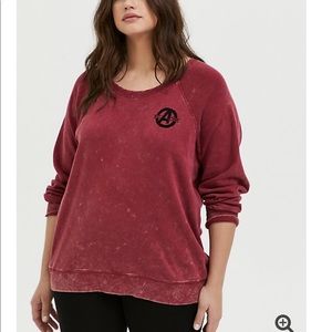 Marvel Avengers Red Mineral Wash Crew Sweatshirt